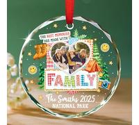 Décoration de Noël en verre 2025 avec photo personnalisée - Les meilleurs souvenirs sont fabriqués avec des ornements de famille - Image/nom/texte personnalisé - Souvenir de voyage - Cadeau pour les