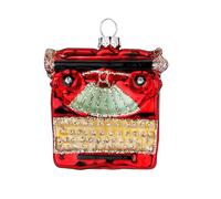 Décoration de Noël en verre - 6 cm - Figurine de machine à écrire à suspendre - Peint à la main - Pendentif de sapin de Noël pour Noël - Pendentif pour sapin de Noël et décoration de sapin de Noël -