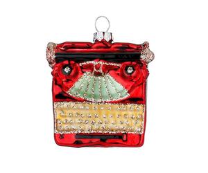 Décoration de Noël en verre - 6 cm - Figurine de machine à écrire à suspendre - Peint à la main - Pendentif de sapin de Noël pour Noël - Pendentif pour sapin de Noël et décoration de sapin de Noël -