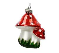 Décoration de Noël en verre - 7,5 cm - Conte de fées - Champignons - Boules de Noël - Rouge et blanc