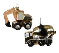 Décoration de Noël en verre - 8,7 cm - Figurine de véhicule de construction à suspendre - 1 pièce assortie - Pendentif pour sapin de Noël - Pendentif pour sapin de Noël et décoration de sapin de Noël
