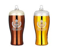 Décoration de Noël en verre à bière - 1 pièce - Assortiment de boules de Noël marron ou or - 11 cm
