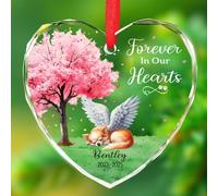 Décoration de Noël en verre ange endormi Chihuahua, nom et année personnalisés Chien éternel dans nos cœurs Ornements 2025, ornements de Noël en verre pour condoléances Chihuahua, arbre de Noël