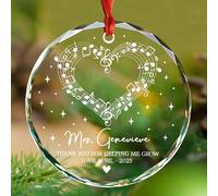 Décoration de Noël en verre avec nom/date personnalisée pour professeur de musique, cadeau pour professeur de musique, décoration de sapin de Noël 2025, décoration de notes de musique