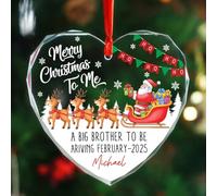 Décoration de Noël en verre avec nom personnalisé « A Big Brother to Be » - Décoration de sapin de Noël - Cadeau pour les nouveaux frères, décoration de bébé 2026