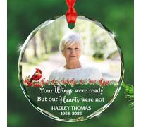 Décoration de Noël en verre avec nom personnalisé - Vos ailes étaient prêtes mais nos cœurs n'étaient pas des ornements pour la perte de vos proches - Décoration de Noël 2025