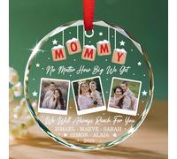 Décoration de Noël en verre avec photo personnalisée pour maman et enfants, peu importe la taille que nous obtenons, nous serons toujours à portée de main pour vous, décoration de sapin de Noël