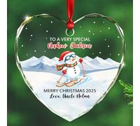 Décoration de Noël en verre avec texte et nom personnalisés pour un neveu très spécial, cadeau de la part de l'oncle/Aunt, bonhomme de neige, neveux