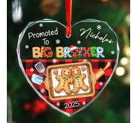 Décoration de Noël en verre Big Brother 2025, décoration de Noël personnalisée en pain d'épices pour enfants, décoration de sapin de Noël de nouveaux frères, 1er Noël comme ornements de grand frère
