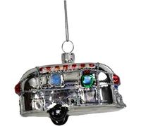 Décoration de Noël en verre de 8,8 cm - Figurine de caravane à suspendre - Peint à la main et avec paillettes - Pendentif pour sapin de Noël - Pendentif pour sapin de Noël et décoration de sapin de