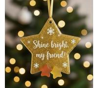 Décoration de Noël en verre de mer, décoration d'amitié, flocon de neige en acrylique fait à la main, décoration de souvenir d'amitié, décoration de sapin de Noël côtière, cadeau pour meilleurs amis