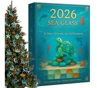 Décoration de Noël en verre de mer | Pendentifs en acrylique 2D en forme de vie marine, compte à rebours 24 jours 2026 | Pour la maison, le salon, la fenêtre, , la porte, le bureau, la voiture