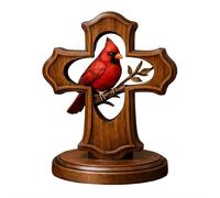 Décoration de Noël en verre en forme de croix des Cardi-nals rouges, cadeaux religieux chrétiens pour femmes, cadeaux de Jésus basés sur la foi pour femmes de Dieu, ornement souvenir catholique