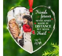 Décoration de Noël en verre Friends Forever Never Apart Maybe by Distance But Never Heart avec noms personnalisés et photo pour meilleure amie, âme sœur