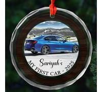 Décoration de Noël en verre My New Cars pour fils, fille, enfants, cadre photo personnalisé, décoration de Noël 2025, texte personnalisé et photo My Cars souvenir souvenir