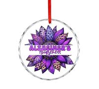 Décoration de Noël en verre, pendentif de sensibilisation à la maladie d'Alzheimer, souvenir plat à suspendre au sapin de Noël, souvenir rond amusant, cadeau de Noël pour campagnes et événements de