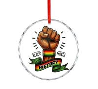 Décoration de Noël en verre, pendentif d'histoire du mois noir, souvenir plat à suspendre sur le sapin de Noël, souvenir rond amusant, cadeaux de Noël pour les Afro-Américains, 7,5 cm