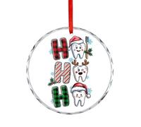 Décoration de Noël en verre, pendentif en forme de dents de ho, souvenir plat à suspendre sur le sapin de Noël, souvenir rond amusant, cadeaux de Noël pour dentiste, hommes et femmes, 7,5 cm