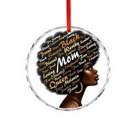 Décoration de Noël en verre, pendentif maman noire, souvenir plat d'histoire noire à suspendre sur un sapin de Noël, souvenir rond amusant, cadeaux de Noël, 7,5 cm