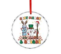Décoration de Noël en verre, pendentif « Stay Merry & Bright », souvenir plat à suspendre sur le sapin de Noël, souvenir rond amusant, cadeaux de Noël pour étudiants en médecine dentaire, 7,5 cm