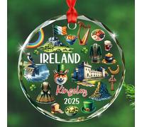 Décoration de Noël en verre personnalisée 2025, souvenir de voyage fantaisie, cadeau pour les amateurs de culture irlandaise, hommes, femmes, grand-père, grand-mère, ornements personnalisés pour