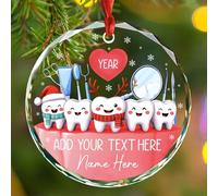 Décoration de Noël en verre personnalisée avec texte / nom/année - Ornements de dentiste préférés du Père Noël - Ornement d'assistant dentaire pour sapin de Noël