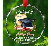 Décoration de Noël en verre personnalisée Mastered It 2025, décoration de diplôme de félicitations, cadeau pour fille, fils, décoration de maîtrise en verre de remise de diplôme