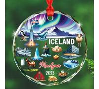 Décoration de Noël en verre personnalisée pour papa, maman, fils, fille, famille, amis, année et nom personnalisés, souvenir de voyage