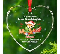Décoration de Noël en verre personnalisée pour une petite-fille très aimée, cerf de Noël 2025, décoration de Noël cadeau pour nouvelle arrière-petite-fille, cadeau de cerf de la part