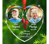 Décoration de Noël en verre personnalisée « We are Always with You » - Année personnalisée/nom et image - Cadeau pour la perte de papa et maman/grand-père grand-mère, décoration souvenir de parents