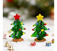 Décoration de Noël en verre - Petit sapin de Noël en cristal - Statue miniature - Décoration de table - Décoration de Noël (D)