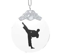 Décoration de Noël en verre pour arts martiaux de Taekwondo 7,6 cm, décoration de Noël, décoration de vacances, pendentif rond en verre, parfait pour les fêtes de fin d'année, fenêtre, arbre