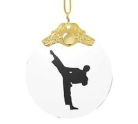Décoration de Noël en verre pour arts martiaux de Taekwondo 7,6 cm, décoration de Noël, décoration de vacances, pendentif rond en verre, parfait pour les fêtes de fin d'année, fenêtre, arbre