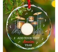 Décoration de Noël en verre pour batteur jouant du tambour, décoration de Noël, souvenir de batteur pour groupe de musique, fan de musique, fille, texte personnalisé nom et année