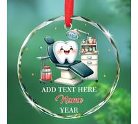 Décoration de Noël en verre pour dentiste, cadeau pour médecin dentaire, décoration personnalisée avec texte et nom, décoration de Noël 2025, décoration de Noël souvenir personnalisée pour