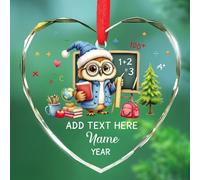 Décoration de Noël en verre pour enseignant, cadeau pour la journée des enseignants, texte et nom personnalisés, ornements de professeur, mentor, professeur, ornement en verre pour enseignement