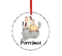 Décoration de Noël en verre, souvenir commémoratif à suspendre en forme de chat pyramide, souvenir de jeu de mots, souvenir d'animaux de jeu de mots, décoration de fête d'hiver, cadeaux de Noël