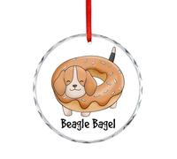 Décoration de Noël en verre, souvenir commémoratif à suspendre en forme de chien beagle, souvenir de jeu de mots, souvenir de jeu de mots, décoration de fête d'hiver, cadeaux de Noël, cercle de 7,5 cm