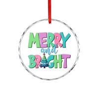 Décoration de Noël en verre, souvenir commémoratif à suspendre, mots colorés, décoration de fête d'hiver amusante, cadeaux de Noël, cercle de 7,5 cm