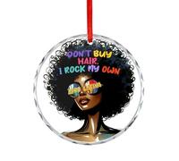 Décoration de Noël en verre, souvenir commémoratif à suspendre, souvenir d'histoire noire, décoration de fête d'hiver, cadeaux de Noël, cercle de 7,5 cm