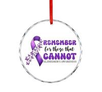 Décoration de Noël en verre, souvenir souvenir à suspendre pour la sensibilisation à la maladie d'Alzheimer, souvenir de fête d'hiver, cadeau de Noël pour survivants, cercle de 7,5 cm