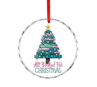 Décoration de Noël en verre, toutes réservées pour Noël, souvenir plat à suspendre au sapin de Noël, souvenir rond amusant, cadeaux de Noël pour bibliothécaire Nerd, 7,5 cm