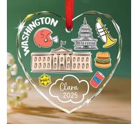 Décoration de Noël en verre Washington DC 2025, souvenir personnalisé de Washington USA, cadeau pour les voyageurs, monuments de la capitale nationale, décoration d'arbre de Noël de voyage nom/année