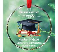 Décoration de Noël en verre « You Can Call Me Master » 2025, nom personnalisé/école et classe, ornements de maîtrise en verre, ornements de remise de diplôme personnalisés