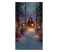 Décoration de Noël et couverture de porte de chalet, tapisserie décorative, rideau de fête de vacances pour porte d'entrée - Rideau de porte festif en tissu polyester pour célébration saisonnière