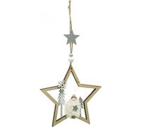 Décoration de Noël Étoile en bois Décoratif Ange Sapin Décoration d'hiver Ø13,5cm, 4 pièces