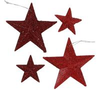 Décoration de Noël Étoile scintillante rouge à suspendre - Set de 18 pièces en 2 tailles, décoration de l'arbre de Noël et de la fenêtre