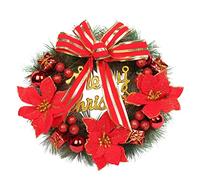 Décoration de Noël Extérieur Couronne de Noel Porte Guirlande Chambre Couronne Noel Porte Cheminée et Décoration Murale Intérieur Guirlande de Noël Sapin Artificielle (Red, One Size)