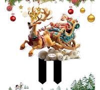Décoration de Noël extérieure - Acrylique 2D design plat | Pot de fleurs de jardin en forme de renne et de Père Noël | Pot de fleurs imperméable et résistant à l'usure