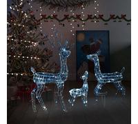 Décoration de Noël Famille de Rennes 201 LED Ornement Salon Blanc et argenté/Dor